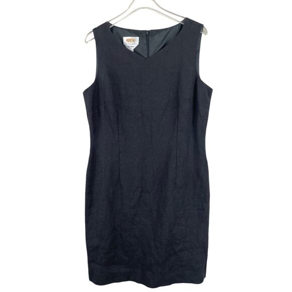 Talbots Irish Linen Shift Dress Sleeveless Classic Office Career Black Size 10 - Picture 5 of 12
